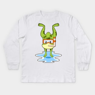 Frog at Diving with Snorkel Kids Long Sleeve T-Shirt